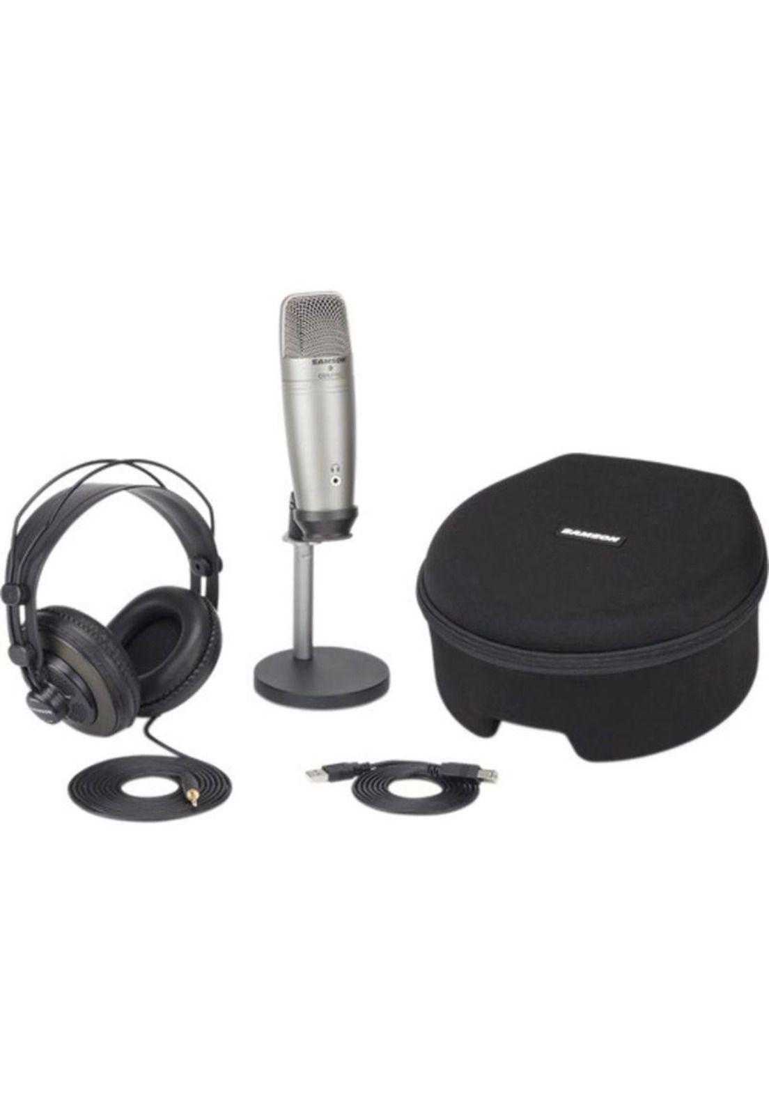 Pack de micrófono y audífonos Samson USB C01U/SR850 Pro Recording/Podcast-5