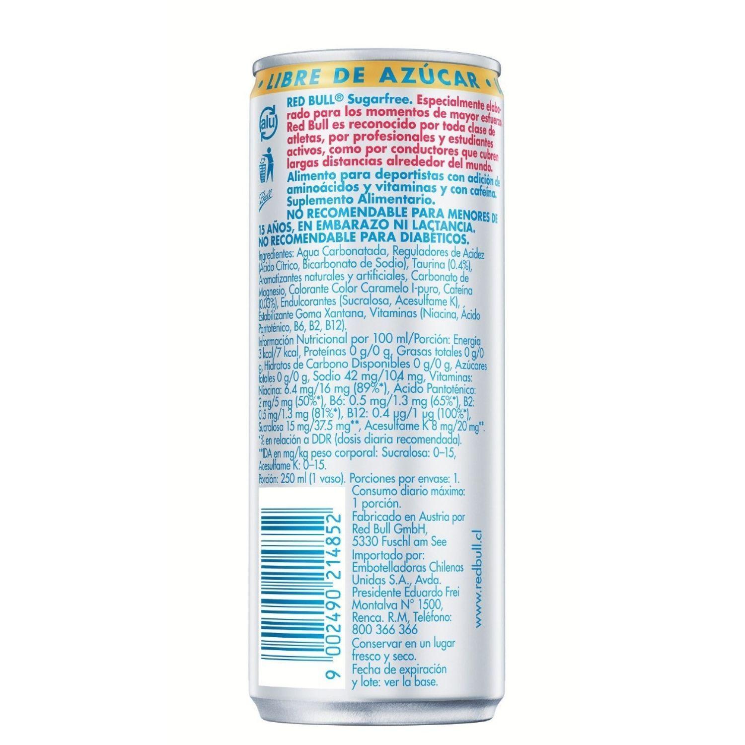 Red Bull Bebida Energética Pack 4 Latas Sin Azúcar 250Ml-2