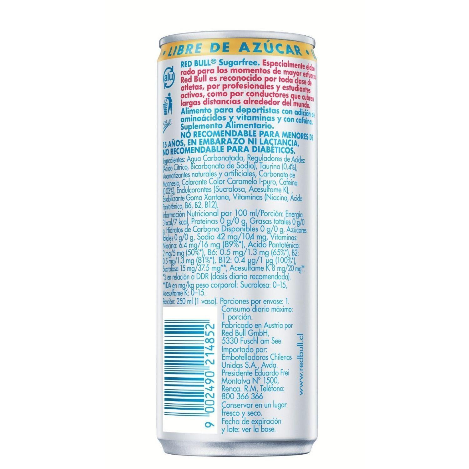 Red Bull Bebida Energética Pack 16 Latas Sin Azúcar 250Ml-3