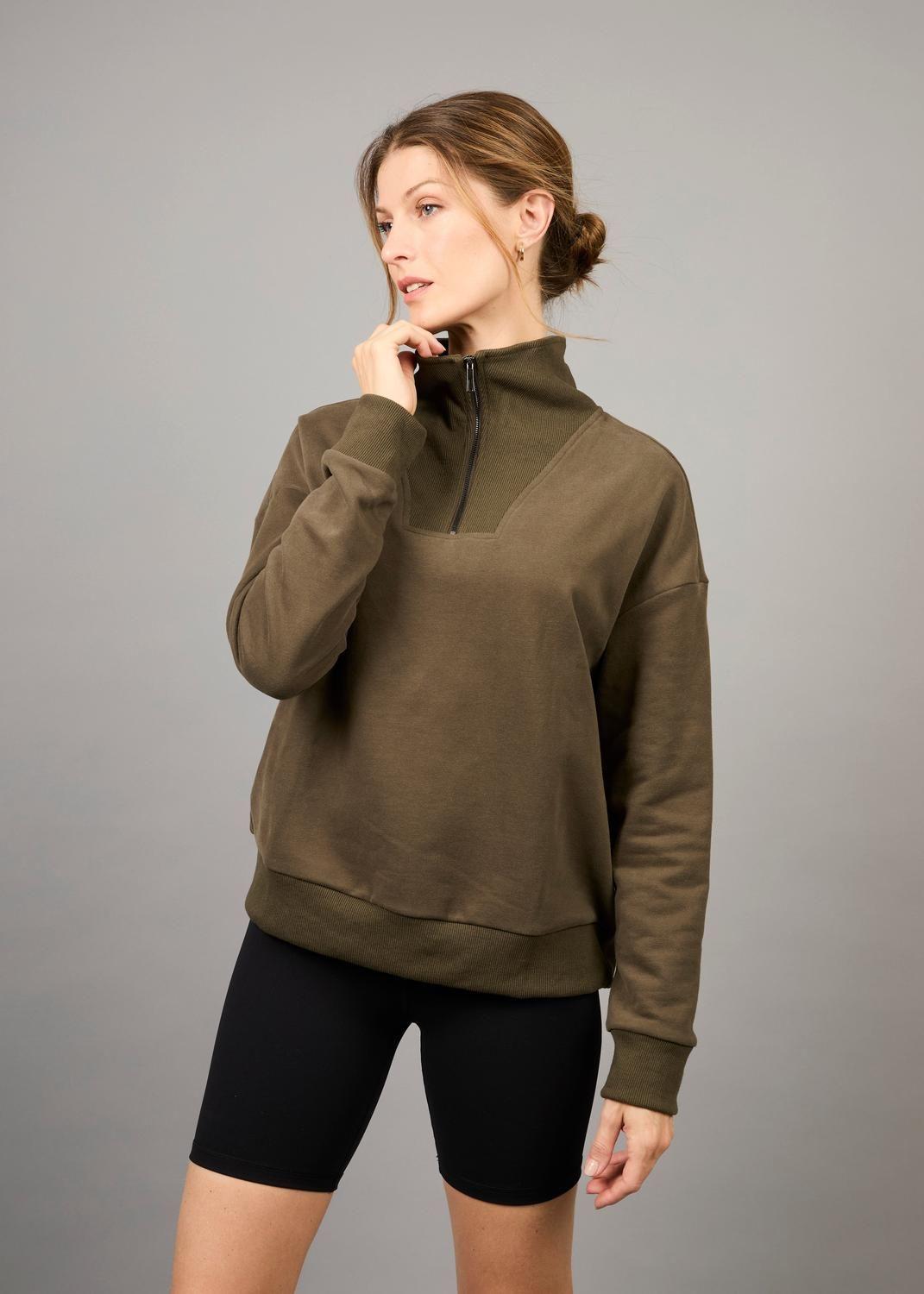 Poleron Half Zip Nott Verde Musgo-0