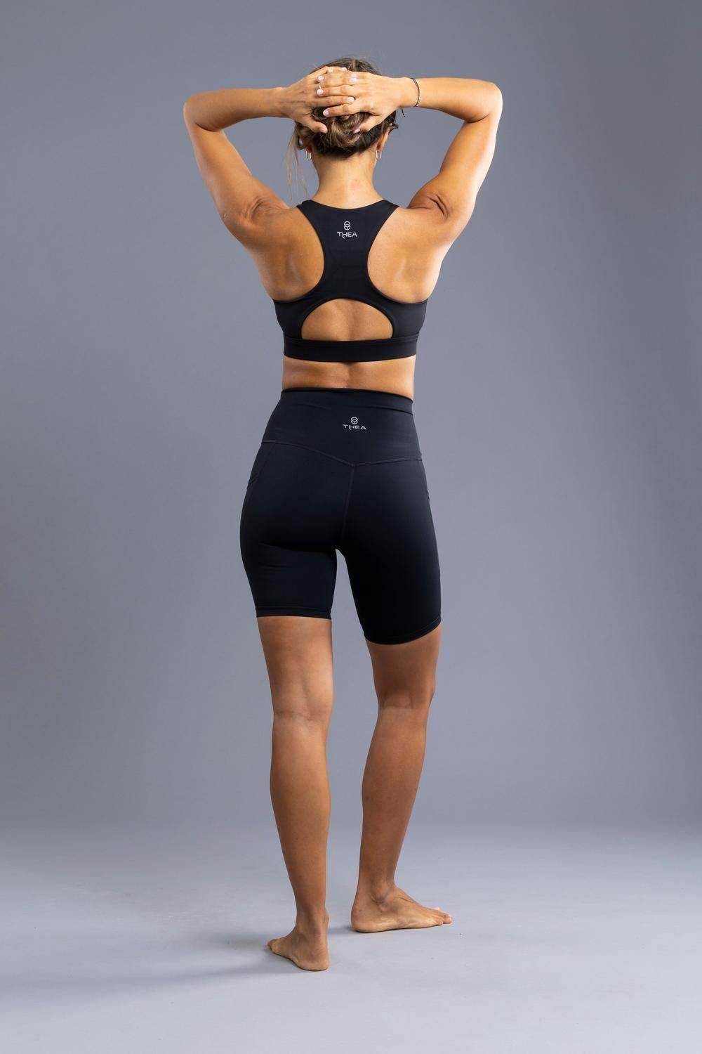 Legging Cortas Bolsillos Laterales Ambar Black-6