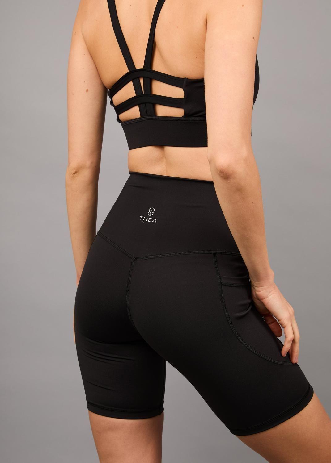 Legging Cortas Bolsillos Laterales Ambar Black-5
