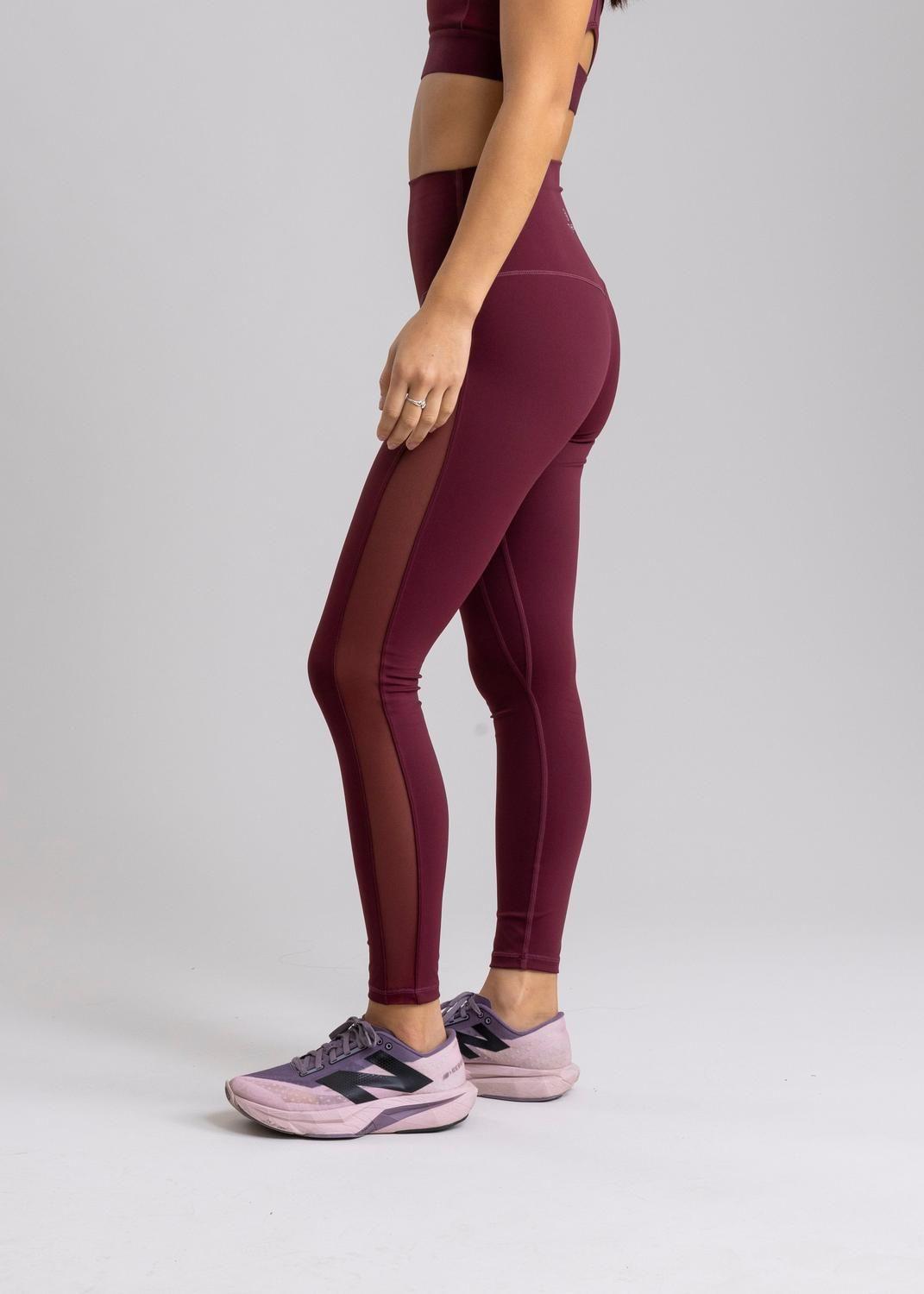 Legging Durga Deep Ruby Purple con Malla Lateral-2