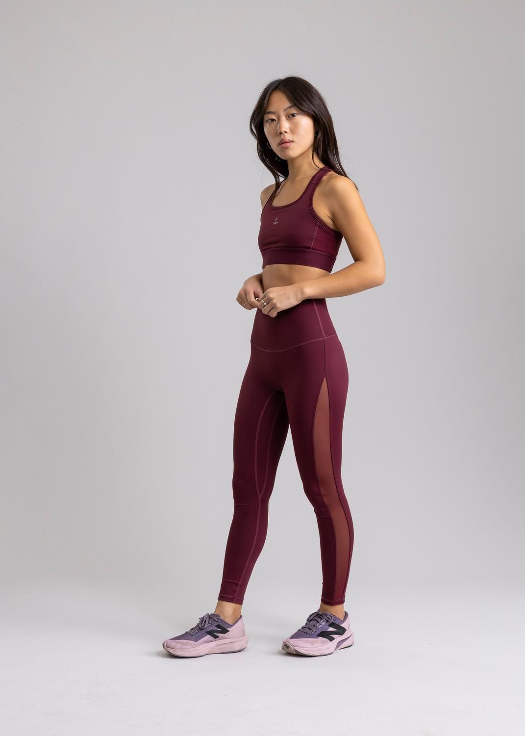 Legging Durga Deep Ruby Purple con Malla Lateral-6