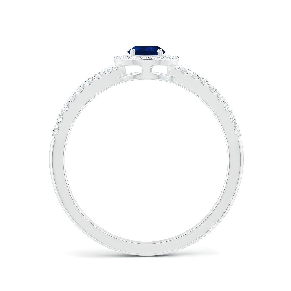 ANILLO DE COMPROMISO BOOMZAIR MODELO VENUS CON MOISSANITA D VVS1 Y ZAFIRO LABORATORIO-1