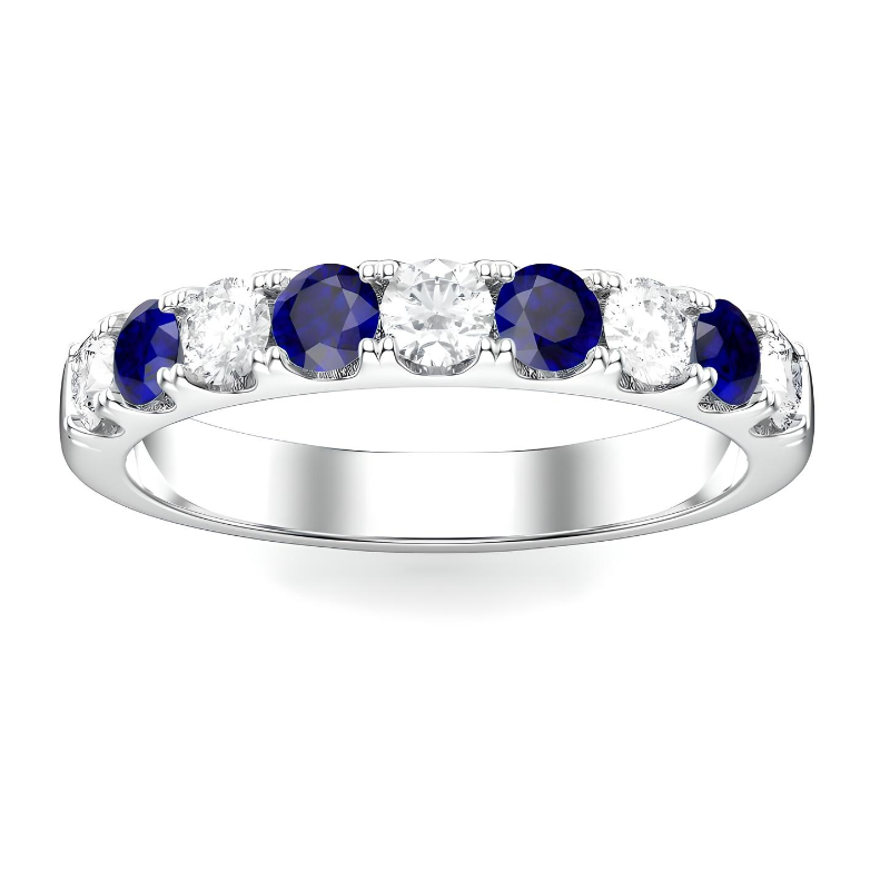 ANILLO DE COMPROMISO BOOMZAIR MEDIO CINTILLO CON ZAFIROS NATURALES Y MOISSANITAS VVS1 D-0