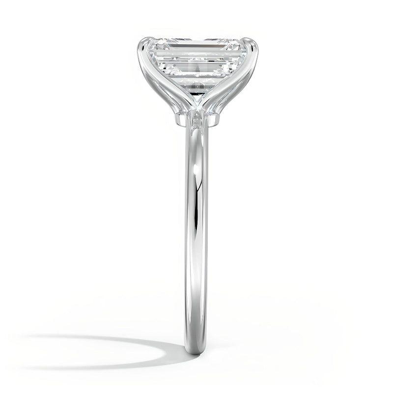 ANILLO DE COMPROMISO SOLITARIO BOOMZAIR CORTE ESMERALDA 3.0 CT VVS1 D PLATA LEY RODINADA-1