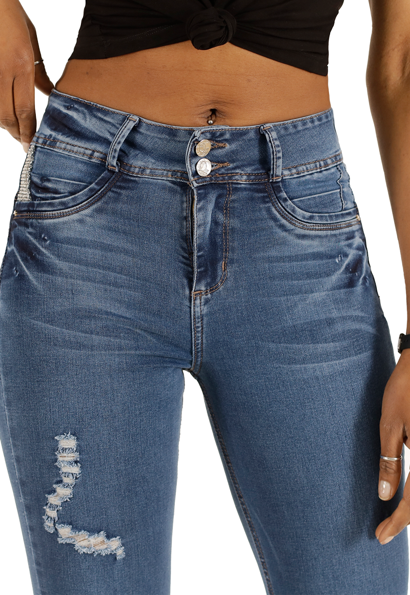 Jeans One World Vivian Strass Formato Para Mujeres Altas-2