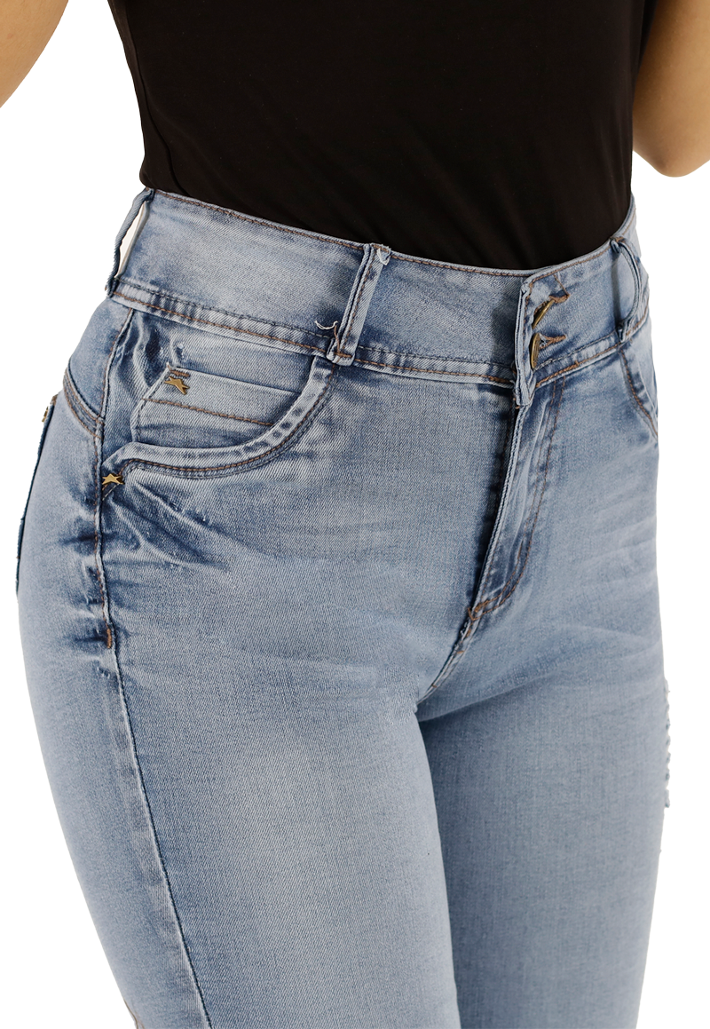 Jeans One World, Tiro Alto, Skinny, Celeste, Rocio-2