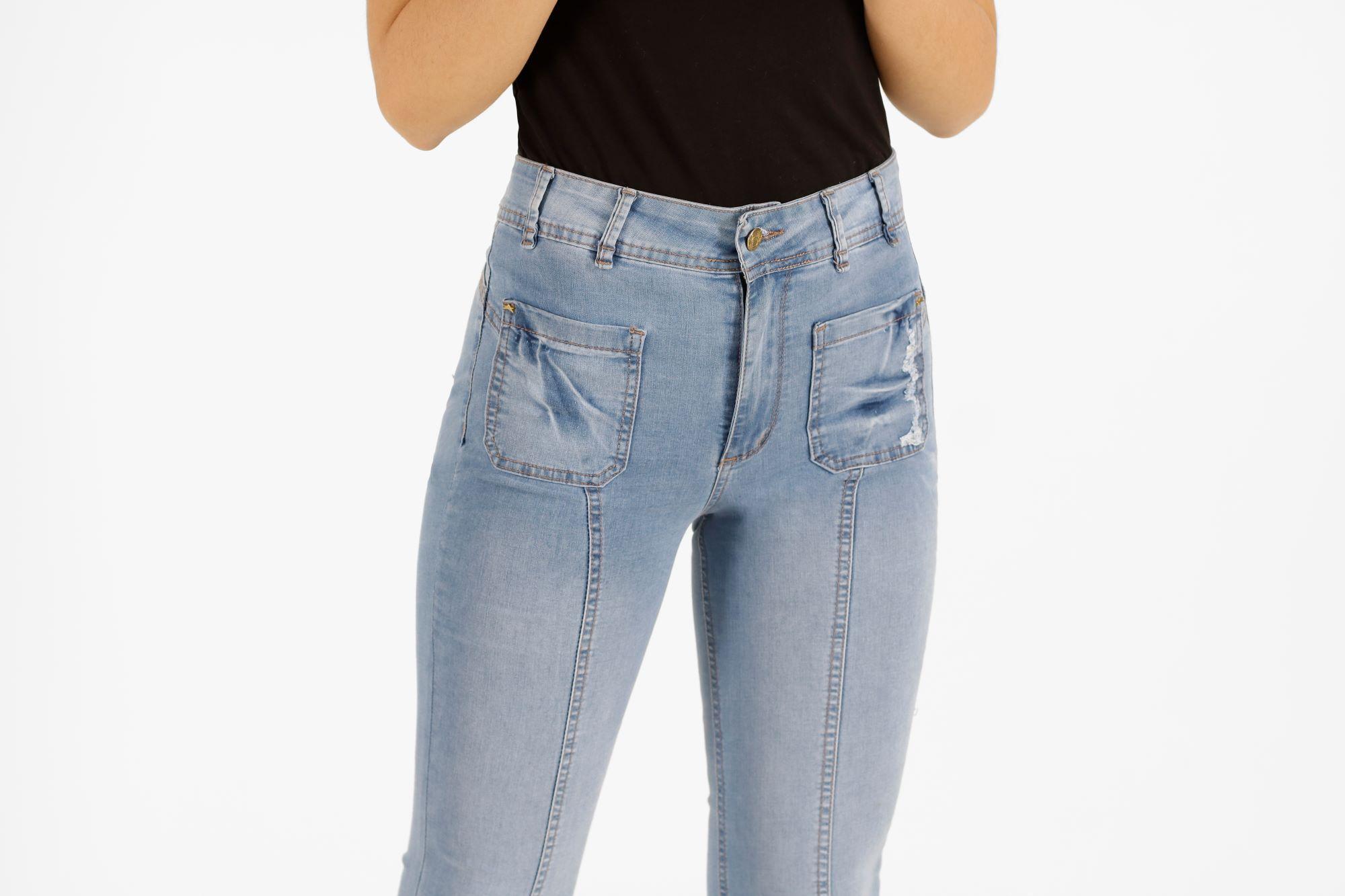 Jeans One World, Tiro Alto, Flare, Celeste-2