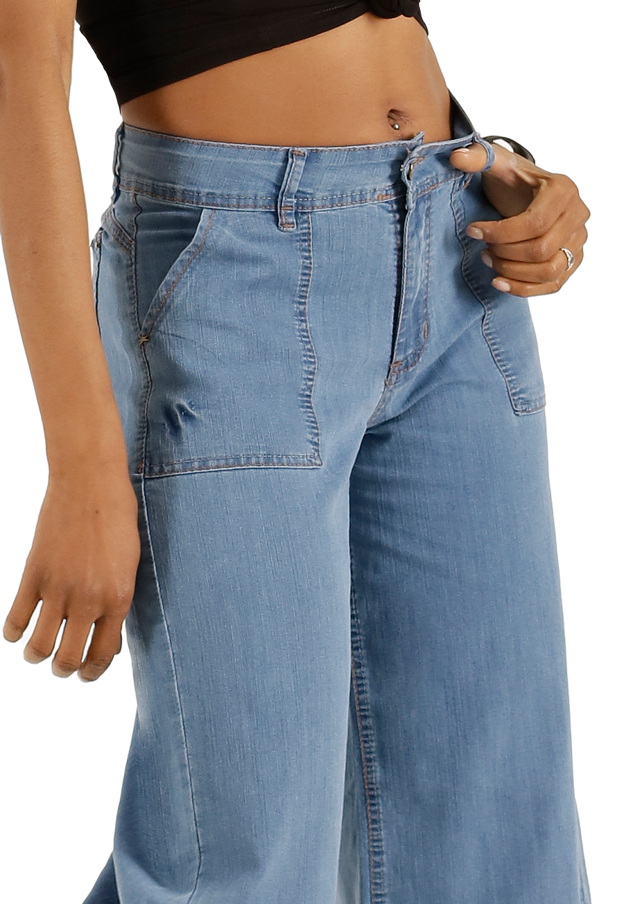 Jeans One World, Palazzo,Tiro alto, celeste, jennifer-2