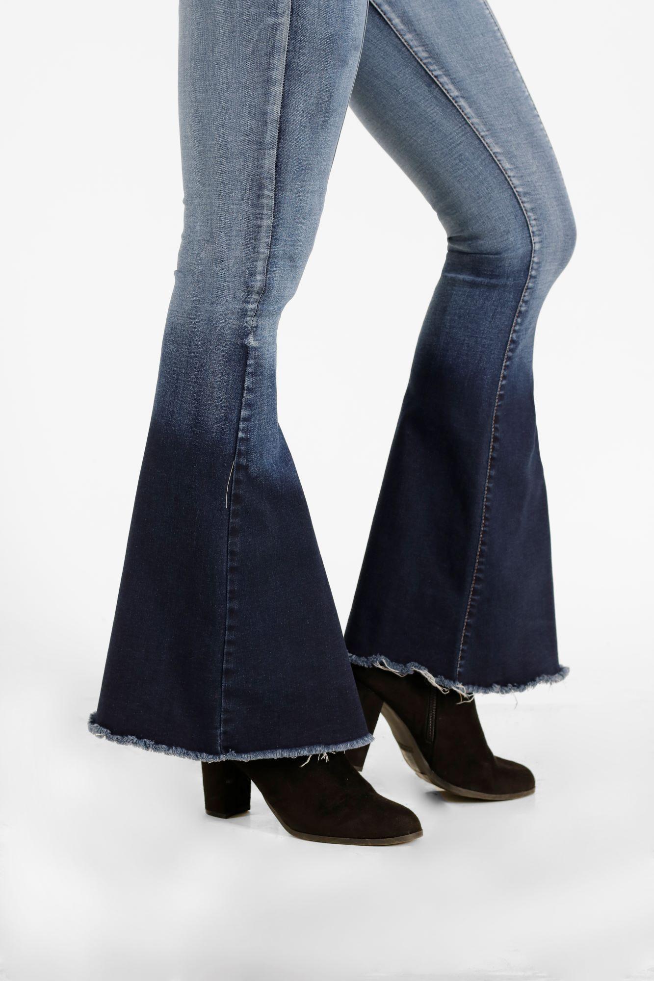 Jeans One World, tiro alto, flare, jamaica, celeste-2