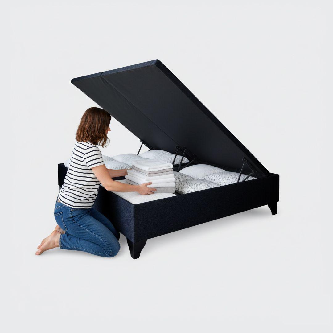 Cama Baúl 2 plazas Athenas apertura horizontal negro-4