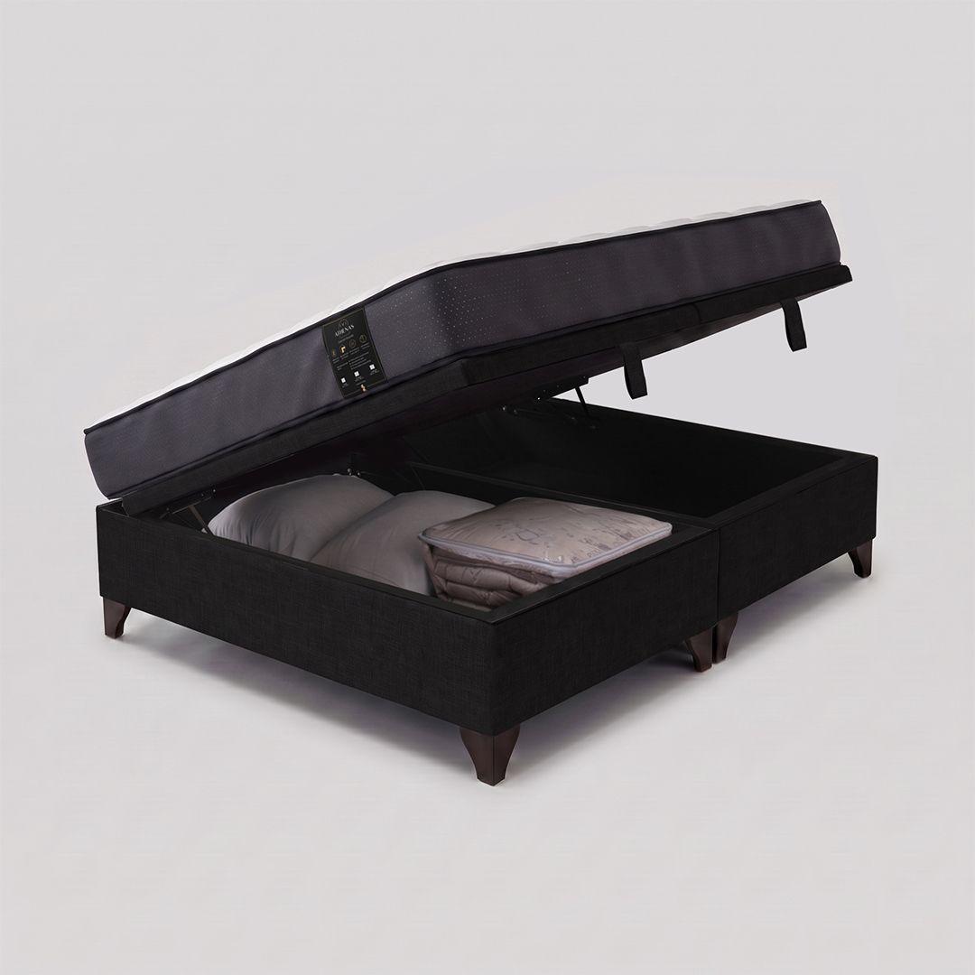 Cama Baúl 2 plazas Athenas apertura horizontal negro-1