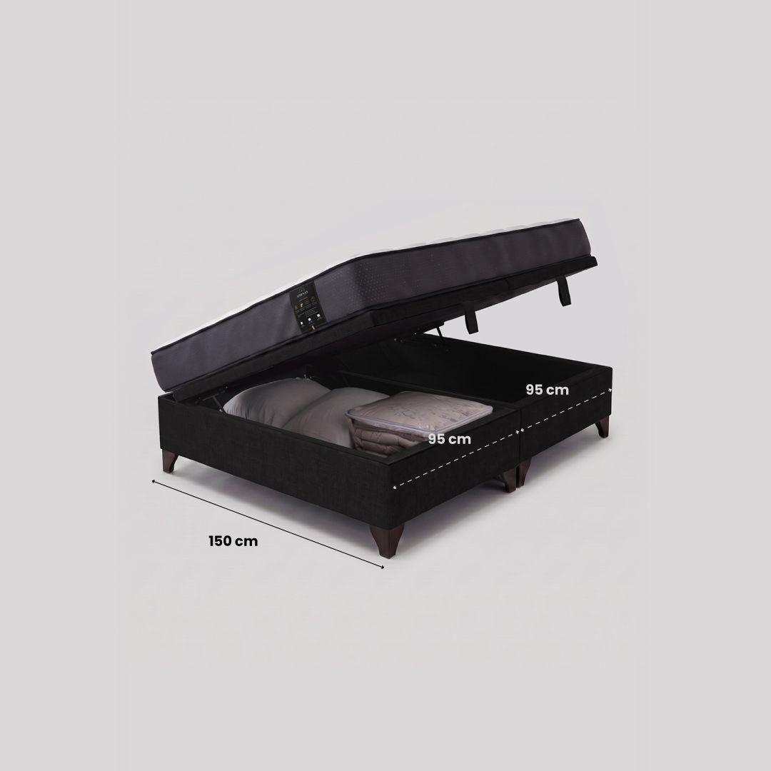 Cama Baúl 2 plazas Athenas apertura horizontal negro-4