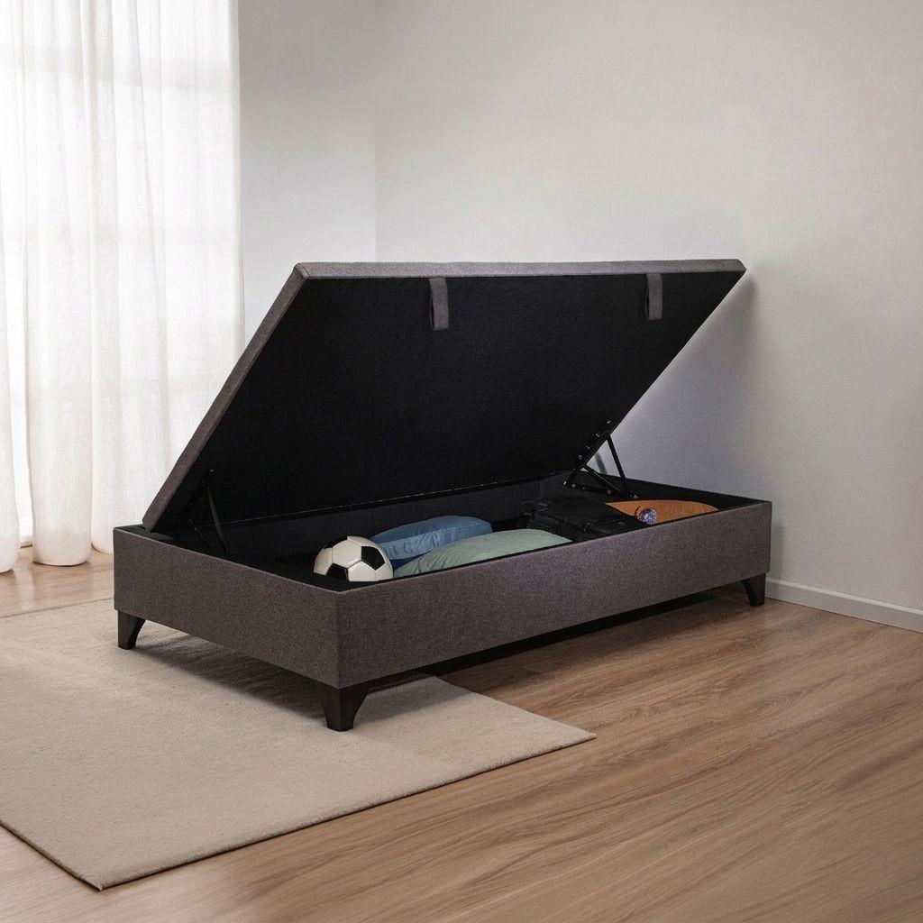 Cama Baúl 1 plaza Athenas apertura horizontal gris-1