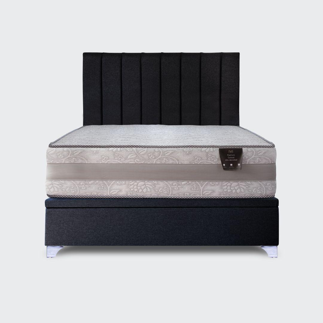 Cama baúl 2 plazas Colosal con respaldo tubular negro-2