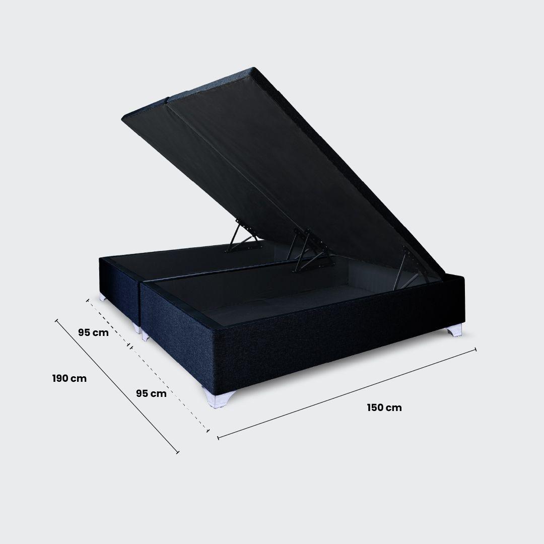 Cama baúl 2 plazas Colosal con respaldo tubular negro-5