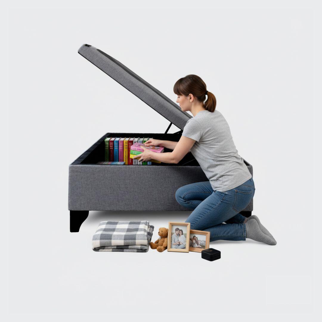 Cama Baúl 1,5 plazas Athenas apertura horizontal negro-4