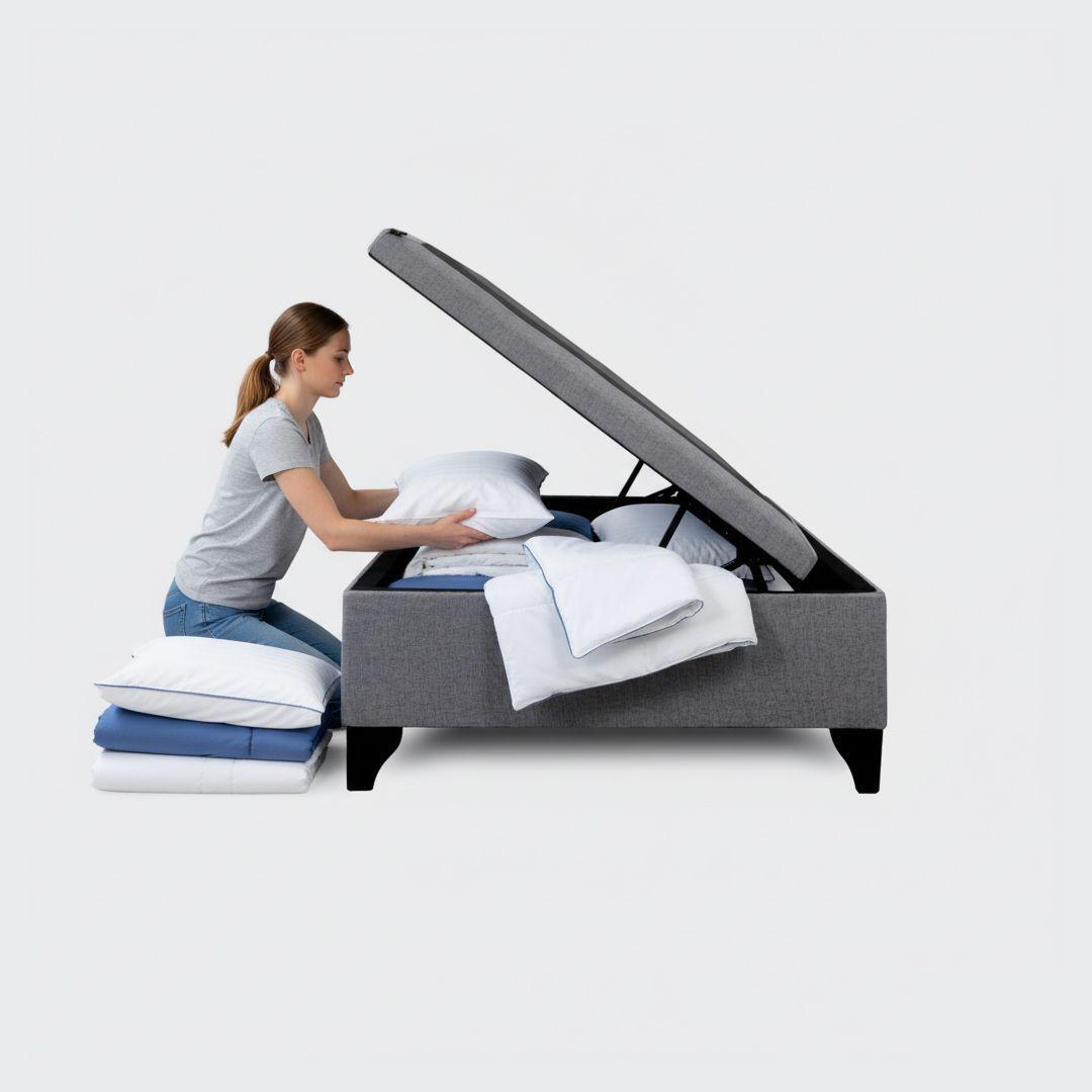 Cama Baúl 1 plaza Athenas apertura horizontal negro-2