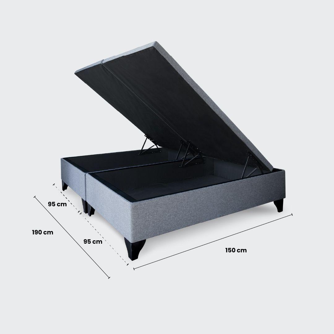Cama Baúl 2 plazas Athenas apertura horizontal gris-5