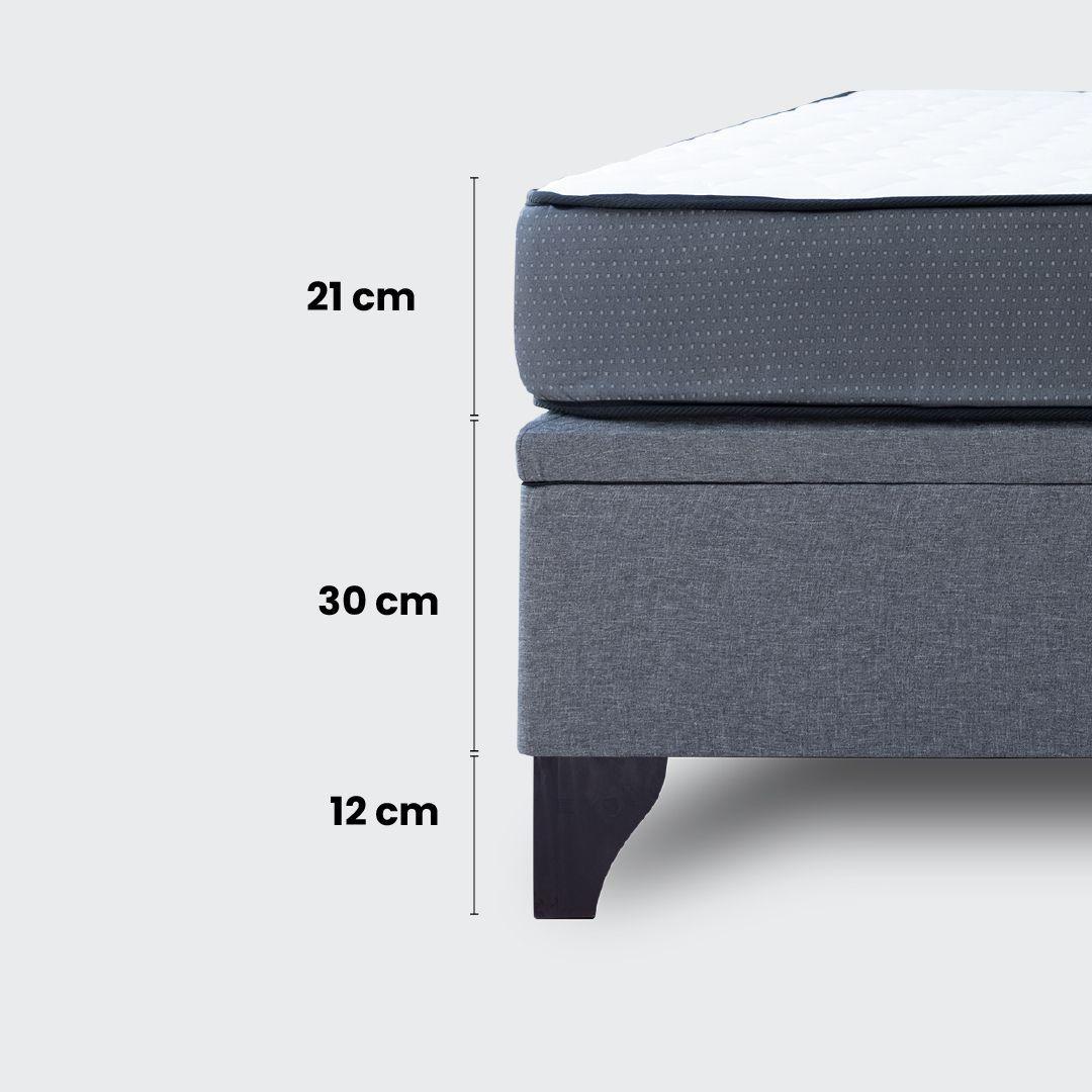 Cama Baúl 2 plazas Athenas apertura horizontal gris-6