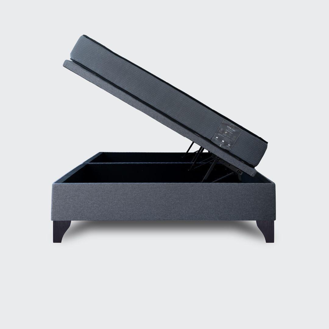 Cama Baúl 2 plazas Athenas apertura horizontal gris-2