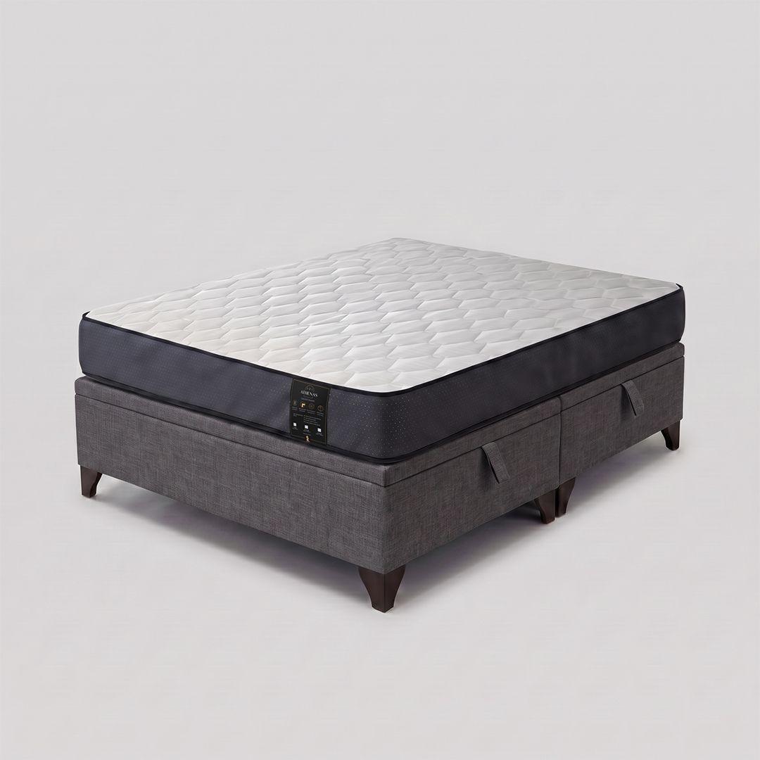 Cama Baúl 2 plazas Athenas apertura horizontal gris-0