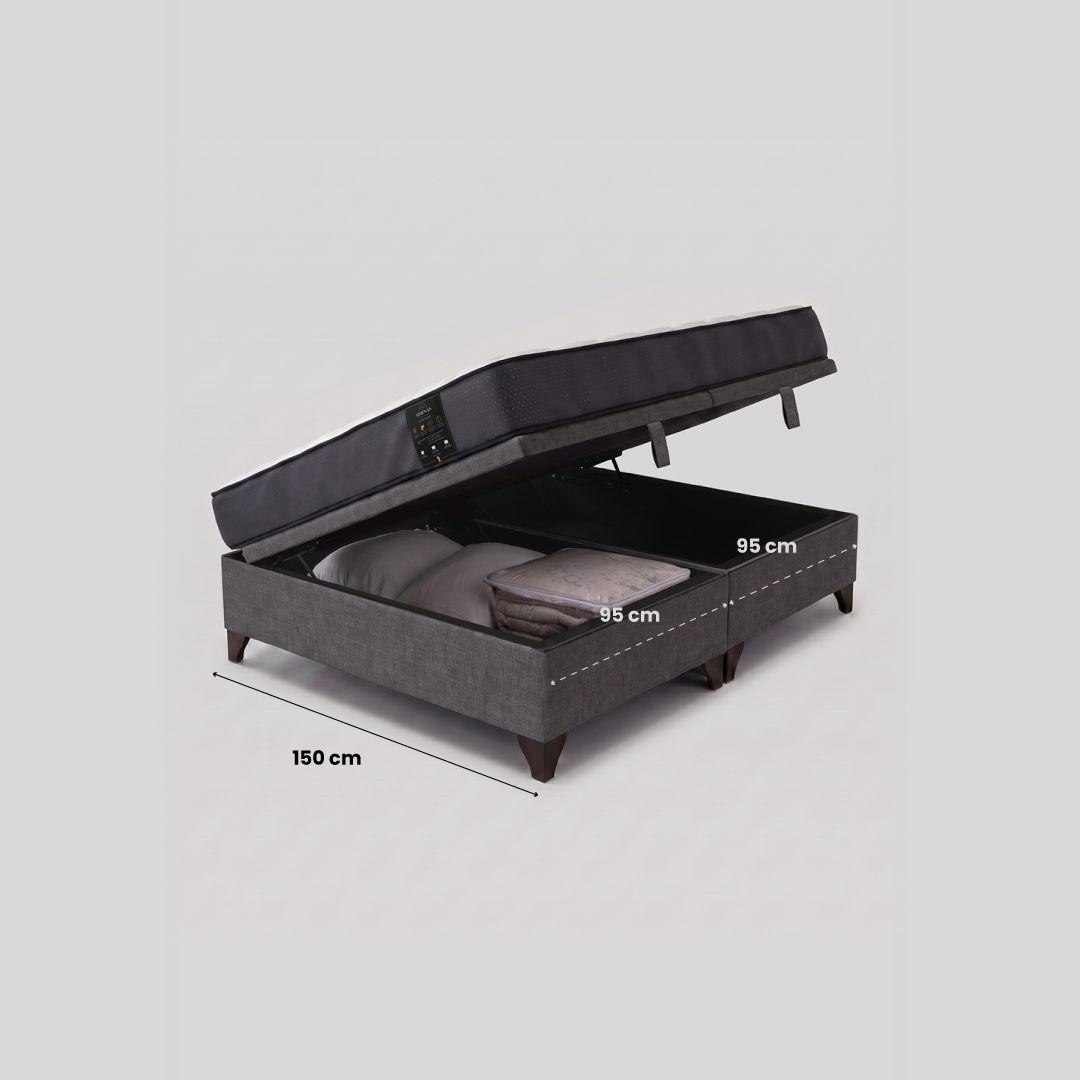 Cama Baúl 2 plazas Athenas apertura horizontal gris-4