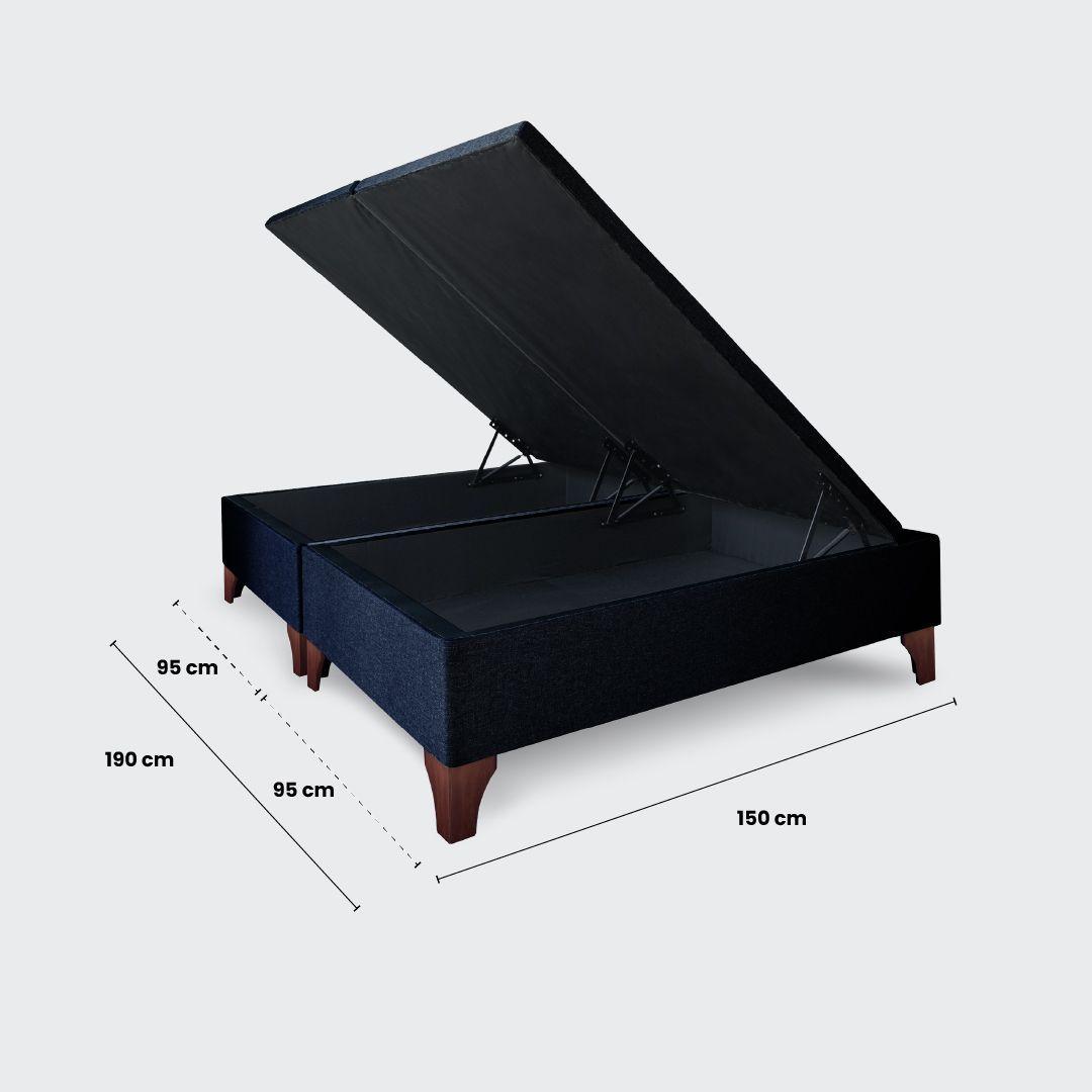 Base baúl 2 plazas europea apertura horizontal 150x190 negro-5