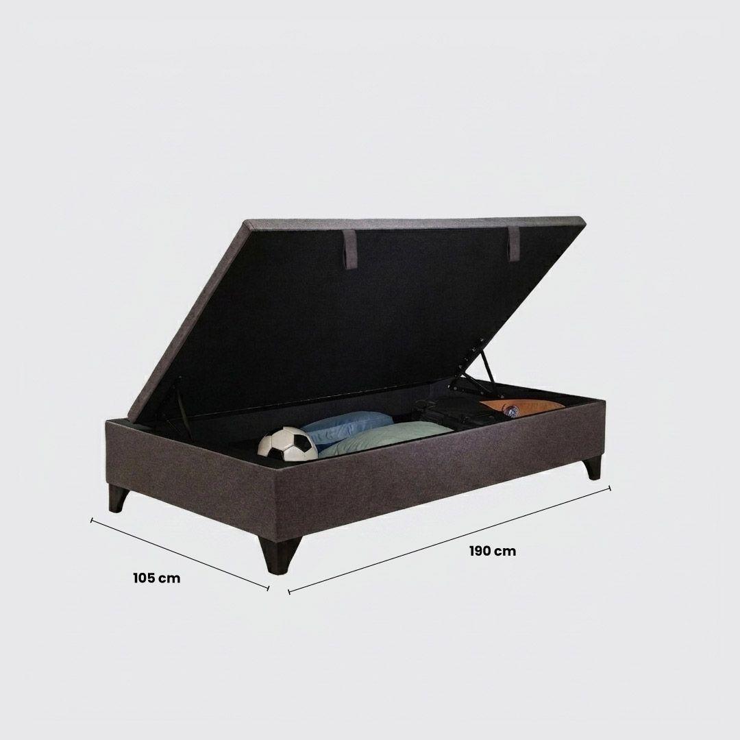 Cama Baúl 1,5 plazas Athenas apertura horizontal gris-2