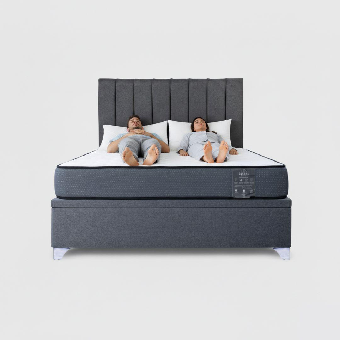 Cama baúl 2 plazas Elite Athenas con respaldo tubular gris-2