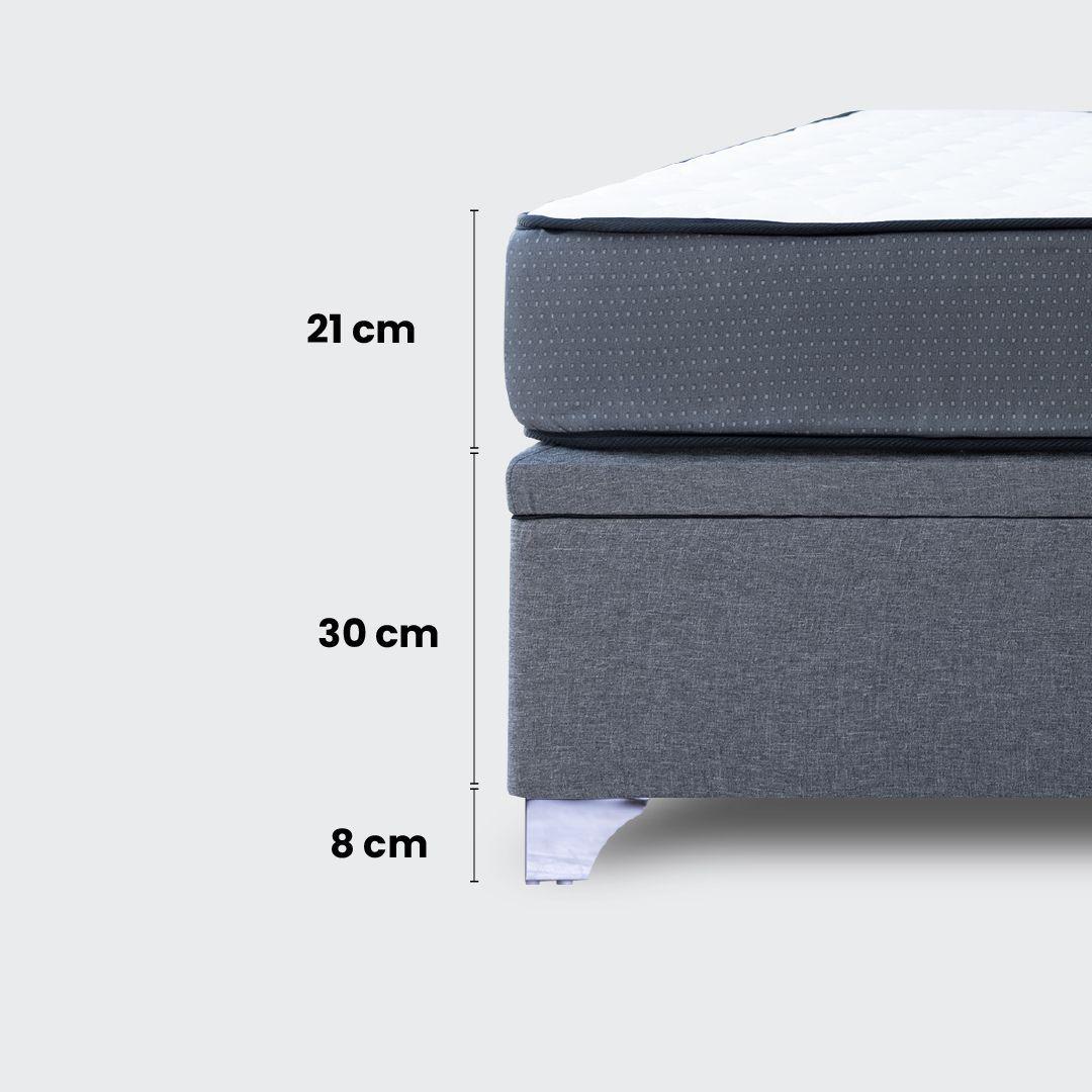 Cama baúl 2 plazas Elite Athenas con respaldo tubular gris-5