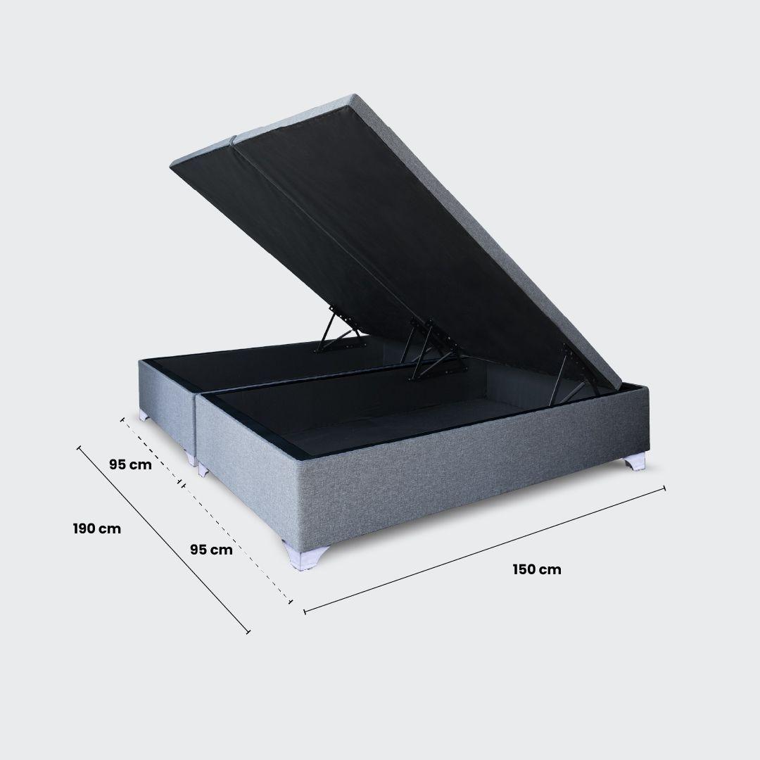 Cama baúl 2 plazas Elite Athenas con respaldo tubular gris-6