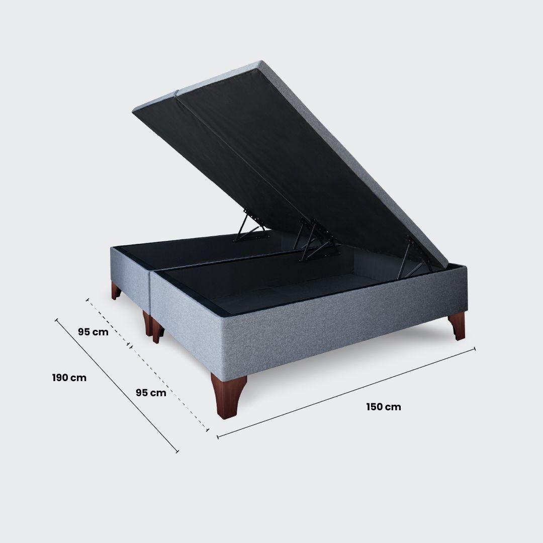 Base baúl 2 plazas europea apertura horizontal 150x190 gris-5