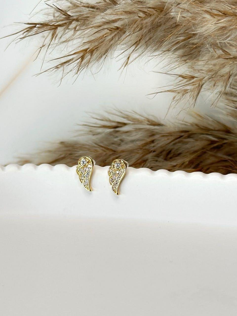 Mini Aros Alas Mujer Baño de Oro 18K Delicados-1