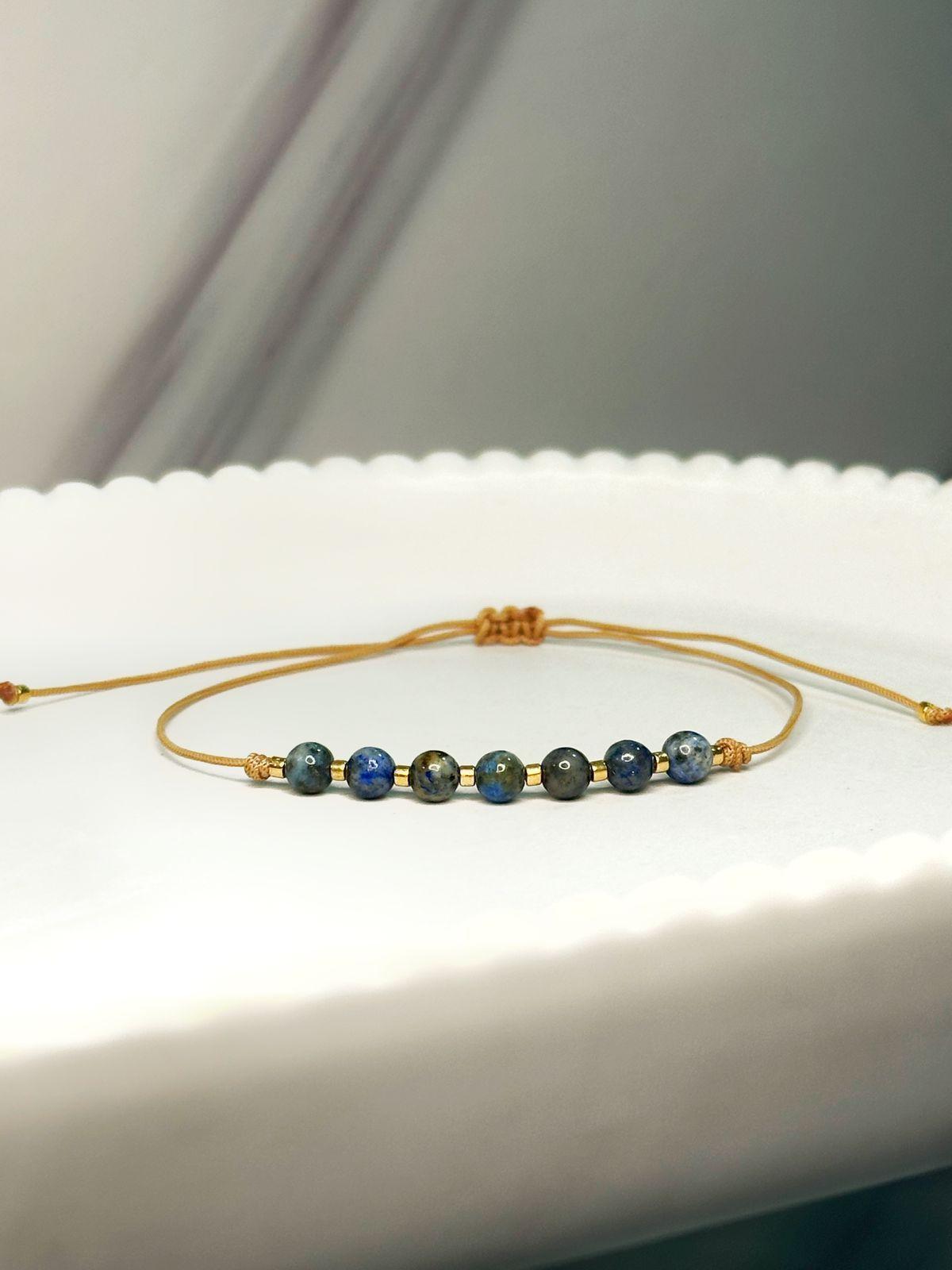 Pulsera lapislazuli piedra natural ajustable-3