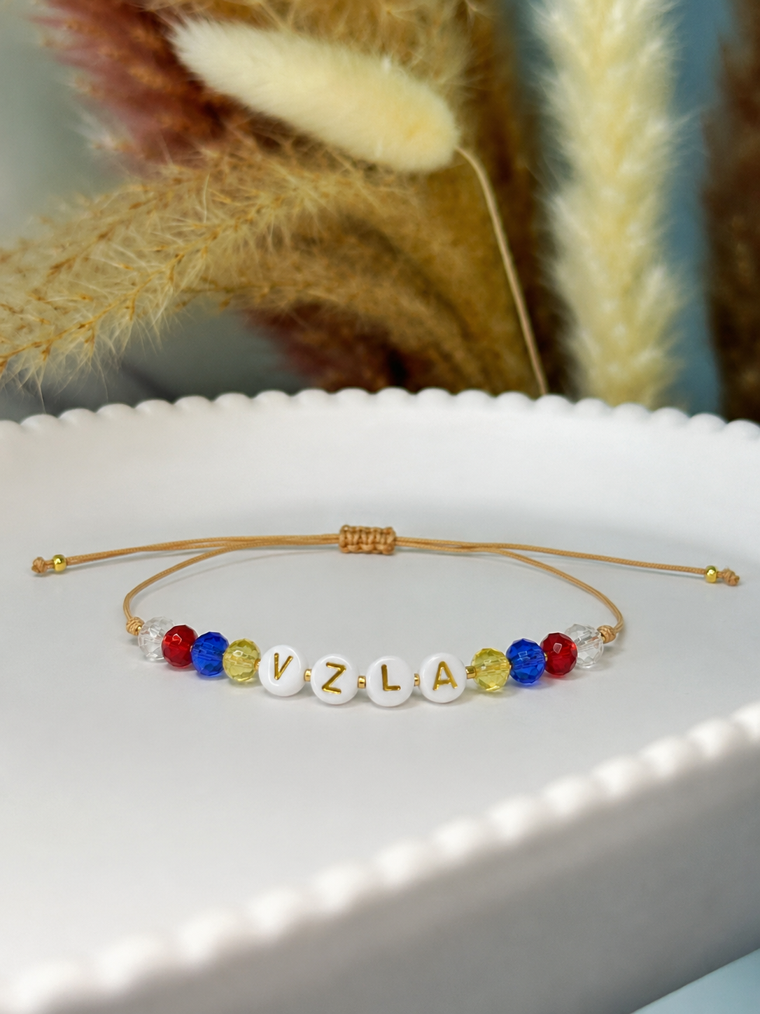 Pulsera ajustable Venezuela cristal chato-0