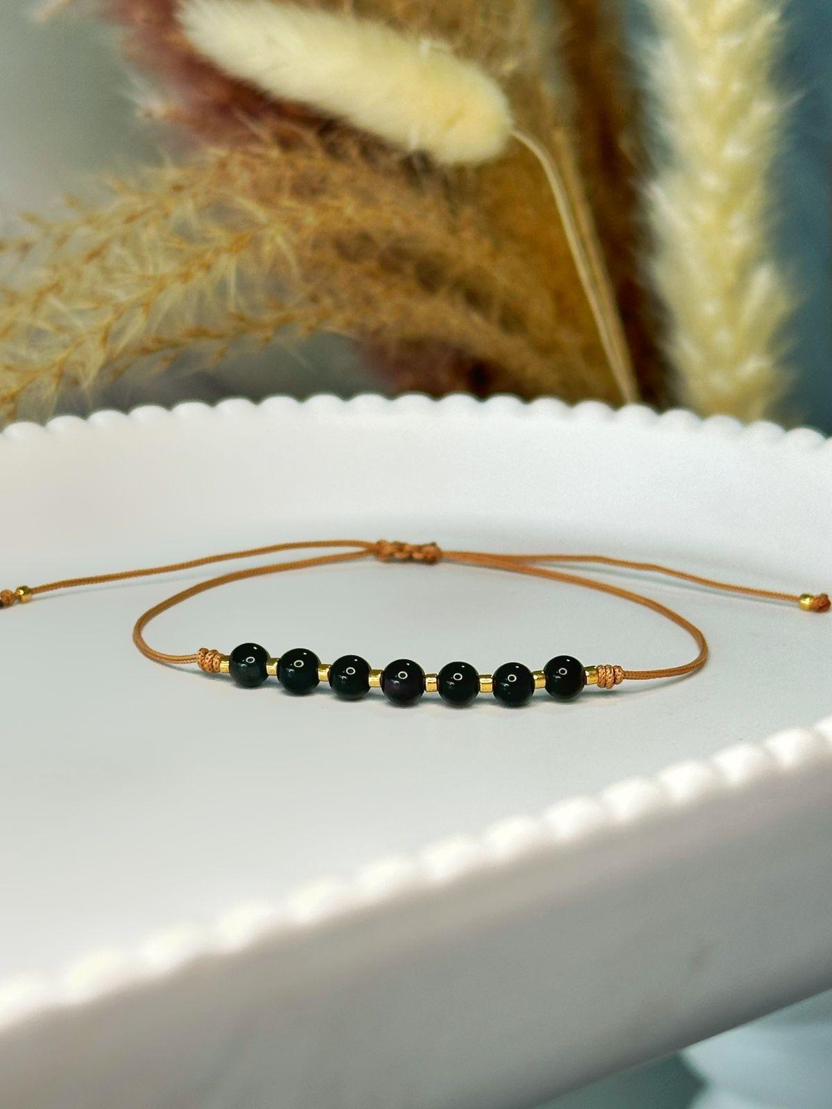 Pulsera obsidiana piedra natural ajustable-3