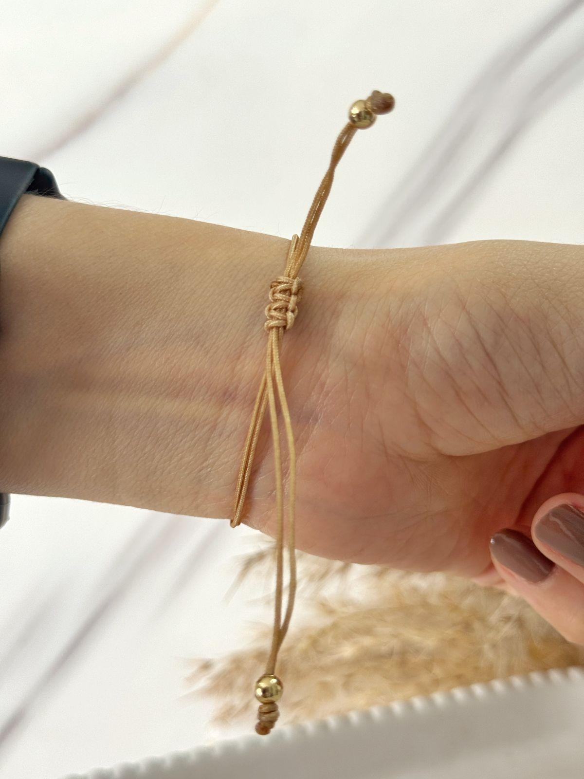Pulsera fe café dorado baño de oro ajustable mujer-3