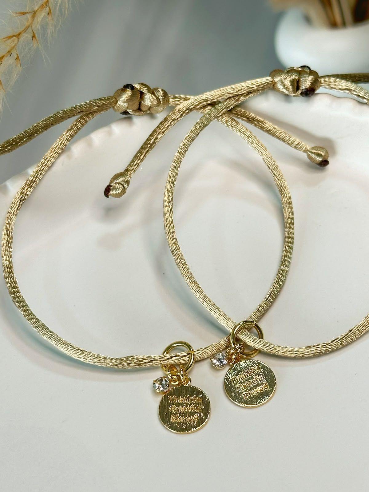 Pulsera Baño de Oro 18K con Charm Thankful agradecida fe bendecida-6
