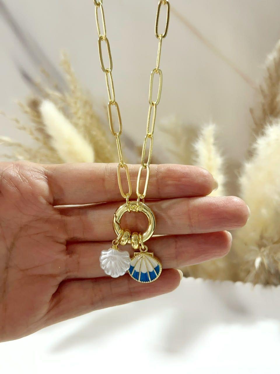 Collar con Perla de Mar Delicado para Mujer Baño de Oro 18K-0