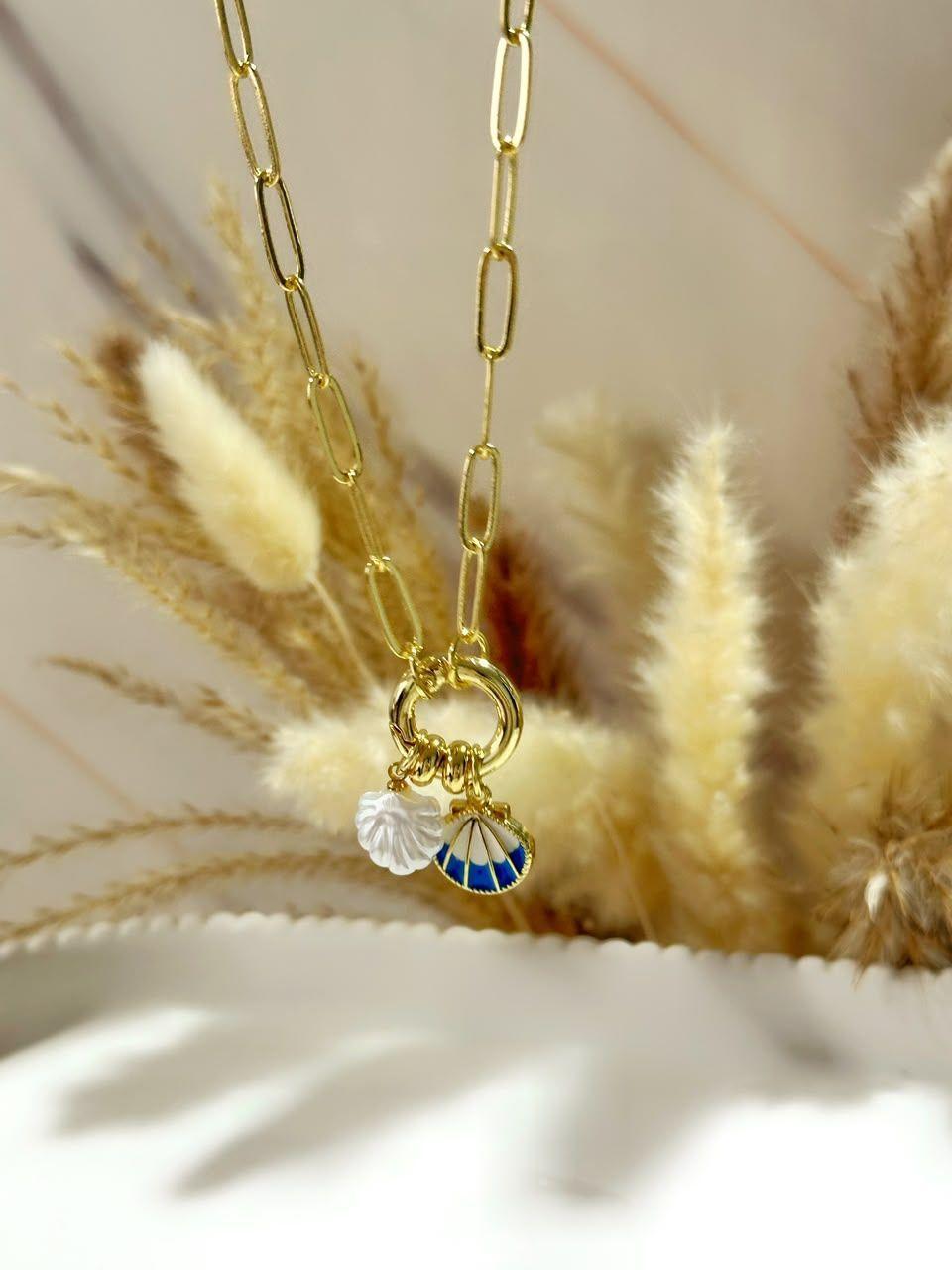 Collar con Perla de Mar Delicado para Mujer Baño de Oro 18K-1