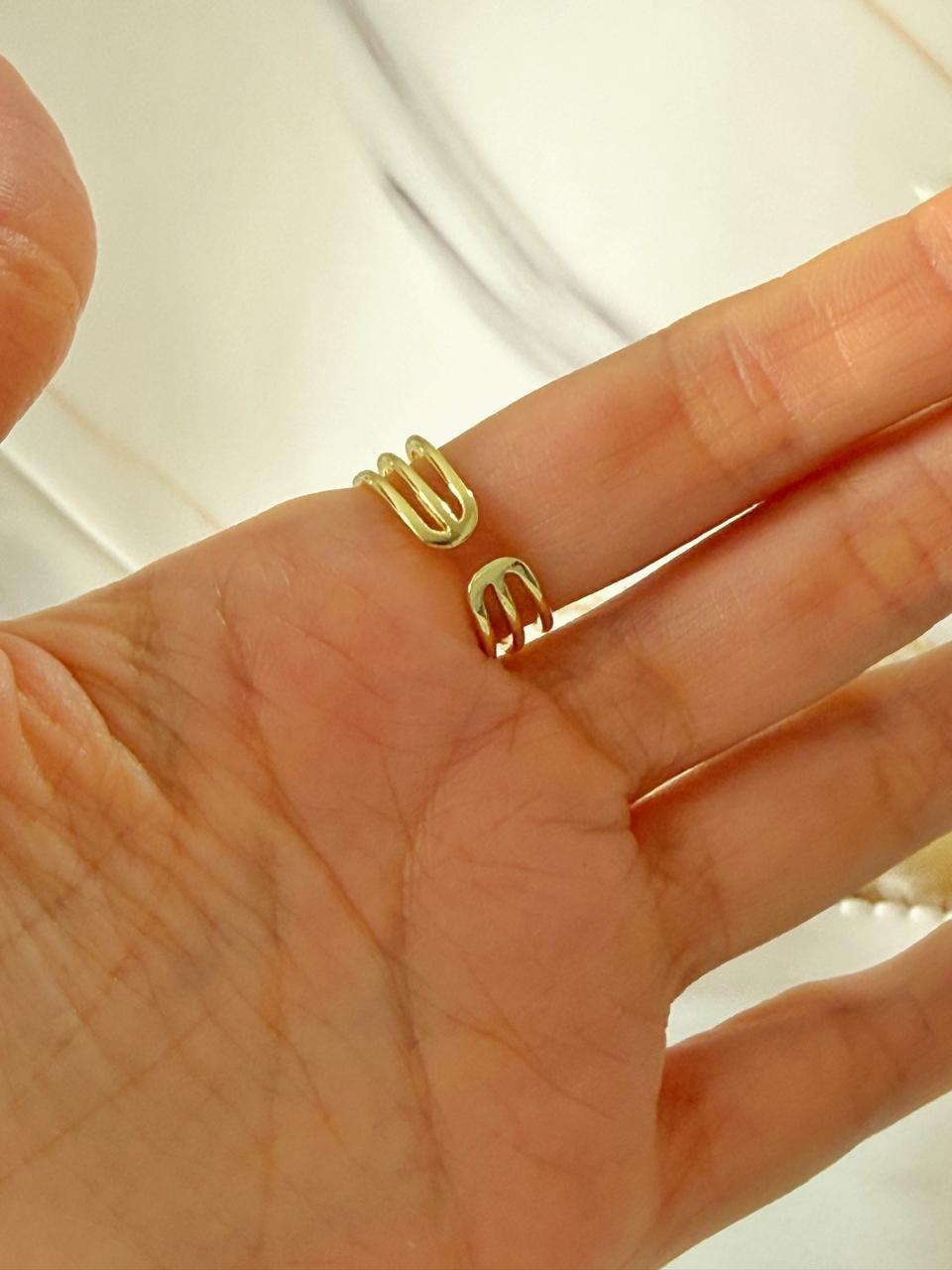 Anillo luna estrella Ajustable Baño de Oro 18K-4