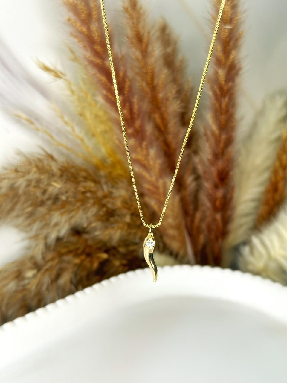 Collar Chili suerte amuleto baño de oro 18k ajustable mujer-3
