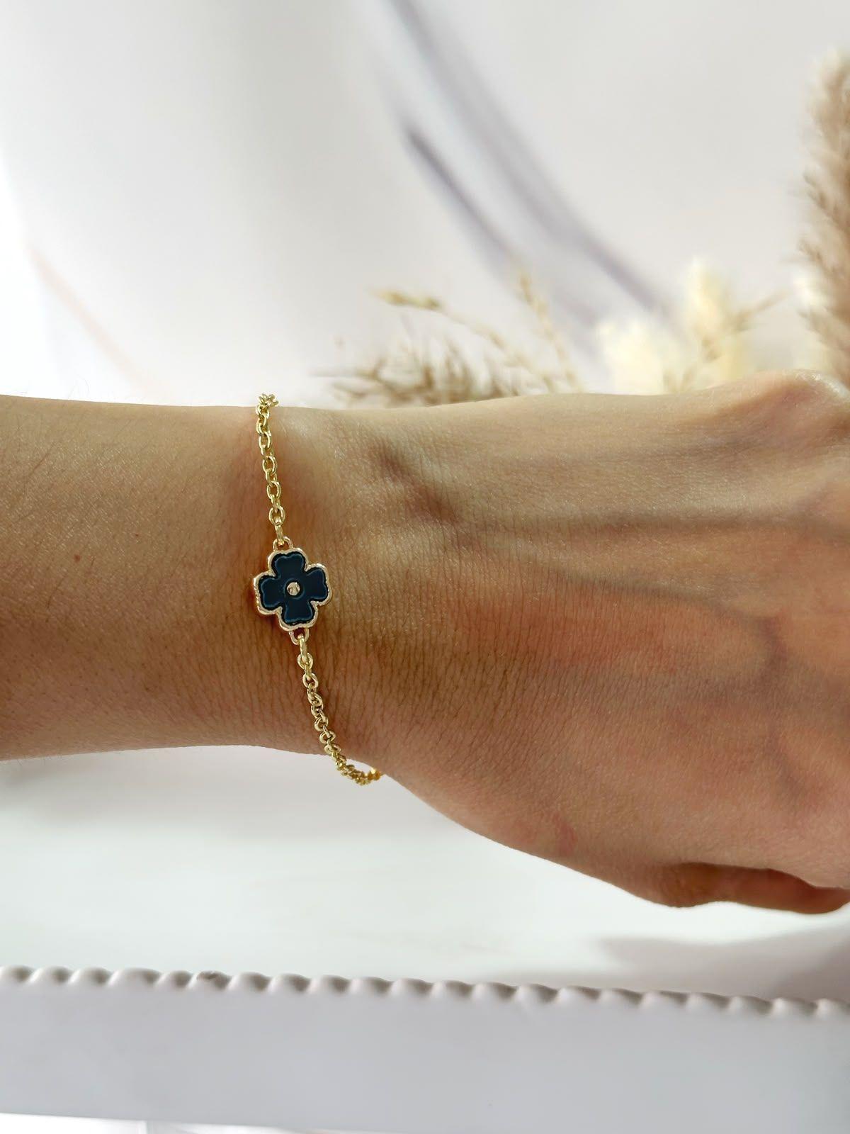 Pulsera Baño de Oro 18K con Charm Clover-0