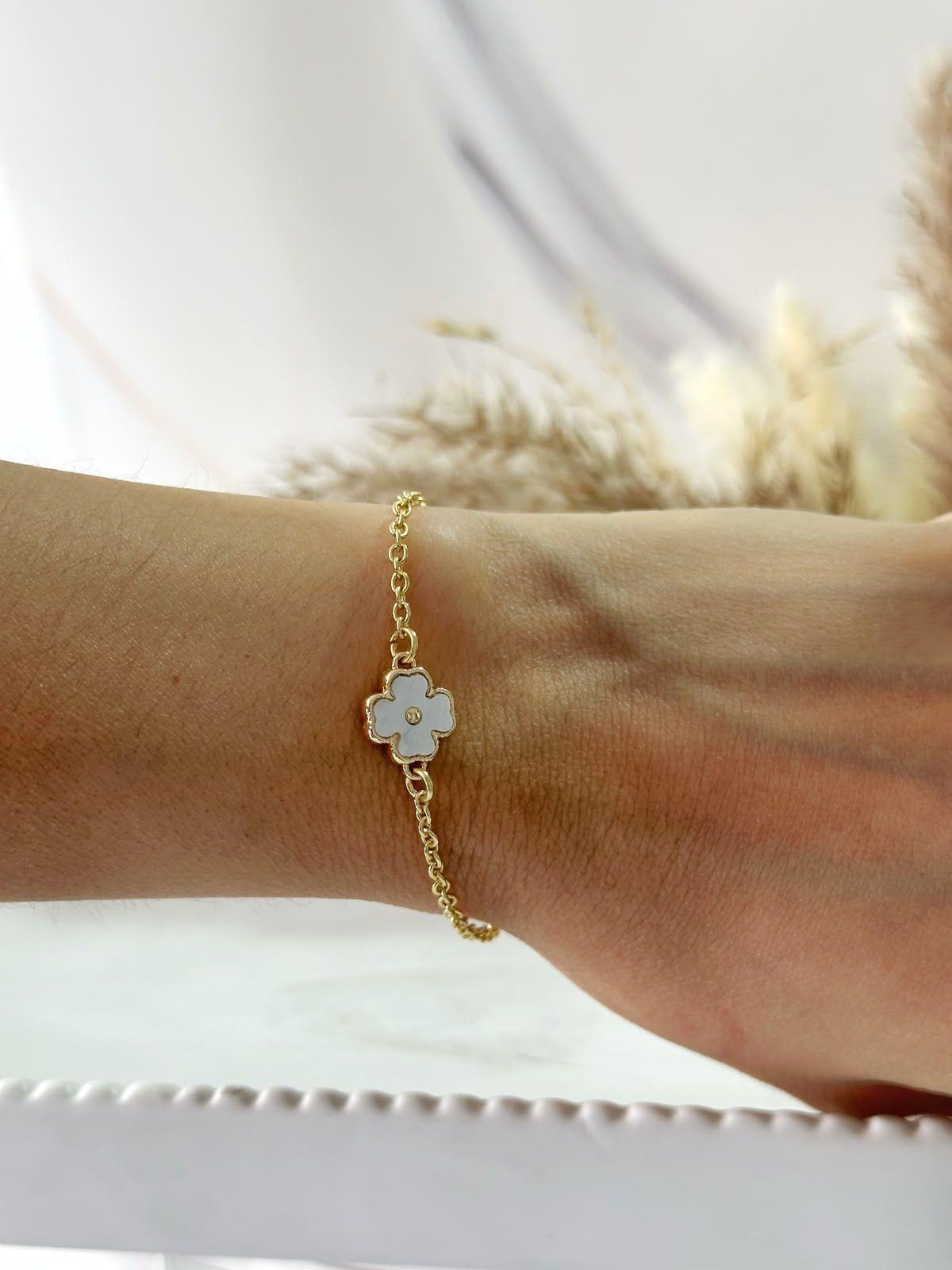 Pulsera Baño de Oro 18K con Charm Clover-4