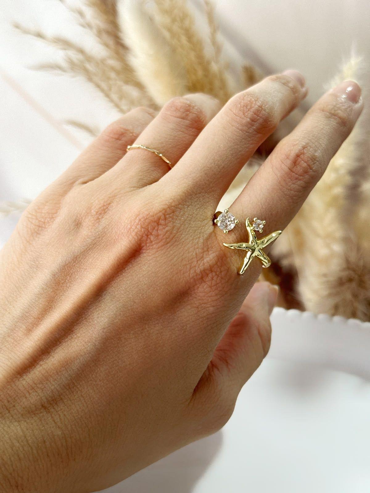 Anillo Adriana Ajustable Baño de Oro 18K-2