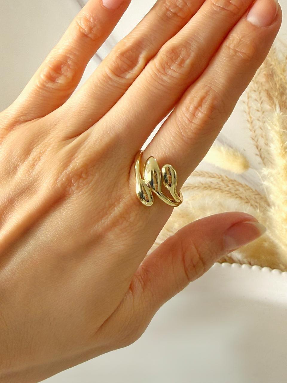 Anillo Ignacia Mujer Ba o de Oro 18K Ajustable Minimalista-3