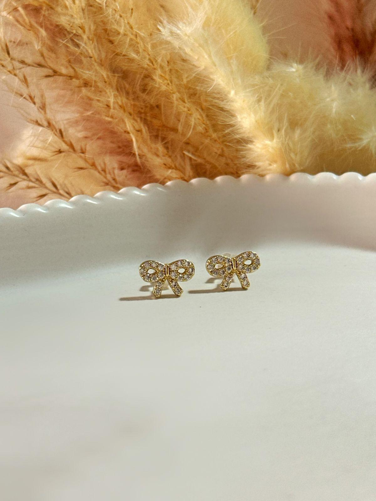 Aros Lazo Mini Baño de Oro 18K Delicados Mujer-2